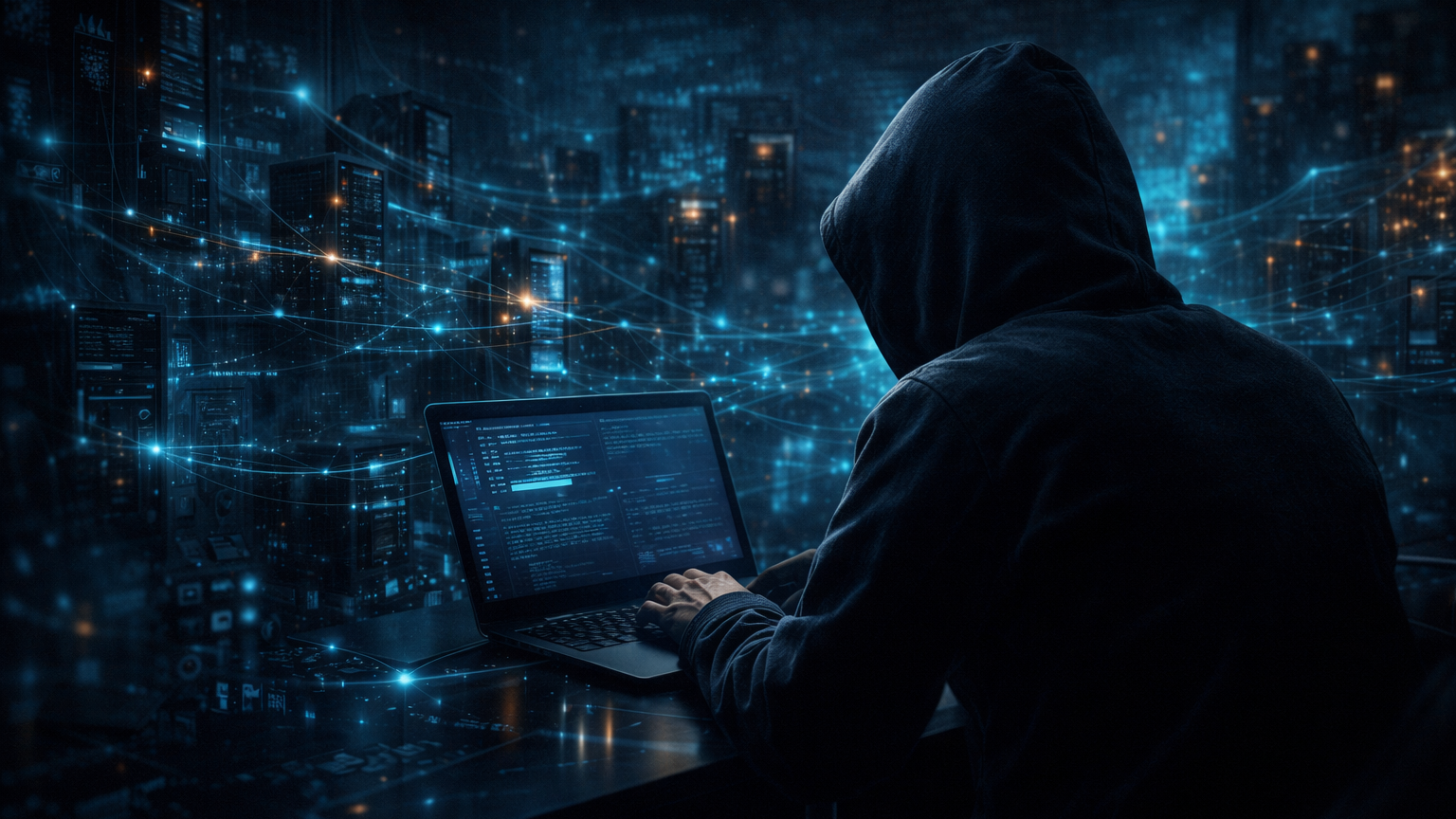 “Dark web concept image showing encrypted networks, anonymous user, and cybersecurity environment.”